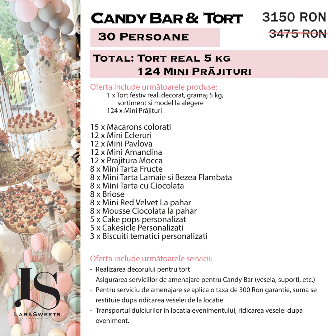 Candy Bar & Tort 30 persoane
