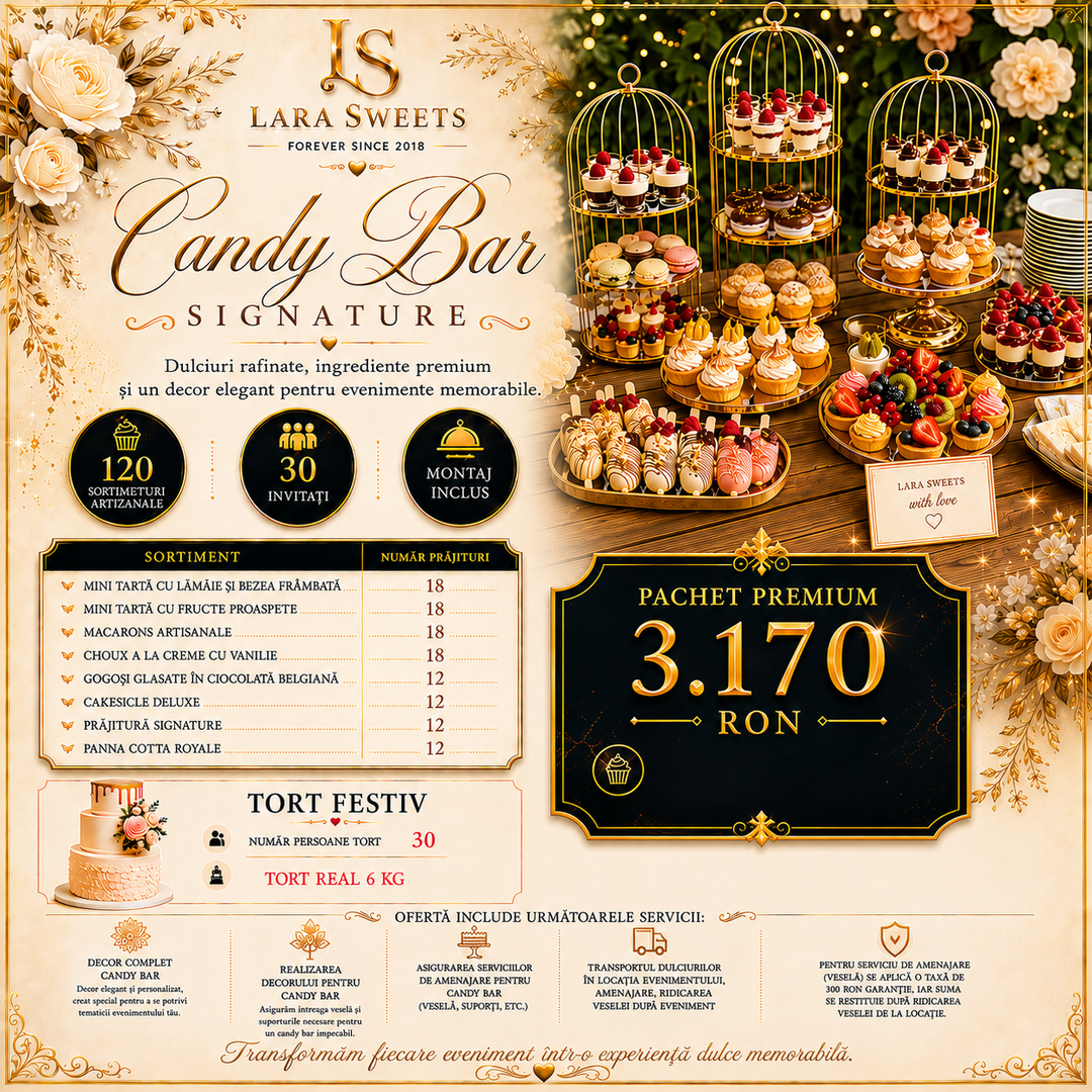 Candy Bar Signature & Tort 30 persoane