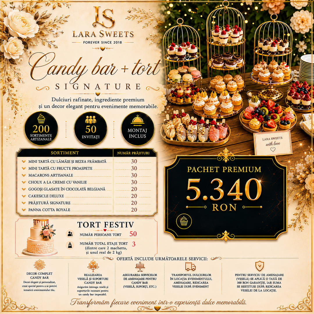 Candy Bar Signature & Tort 50 persoane