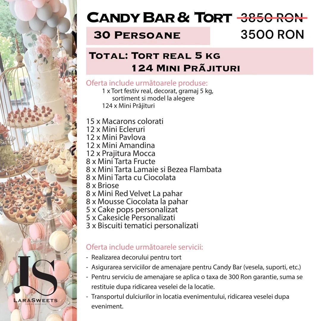 Candy Bar & Tort 30 persoane