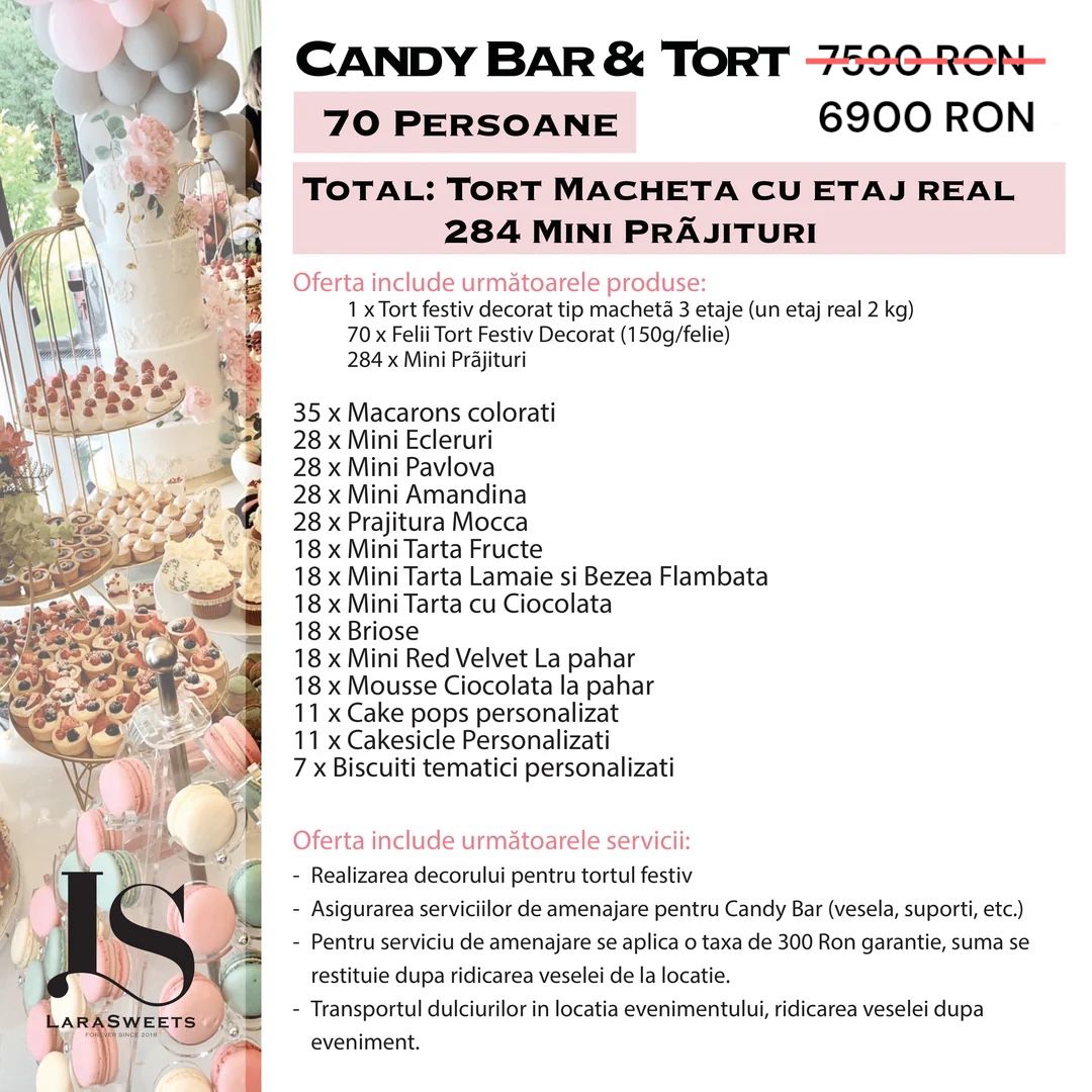 Candy Bar & Tort 70 persoane