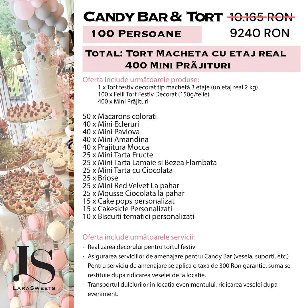 Candy Bar & Tort 100 persoane