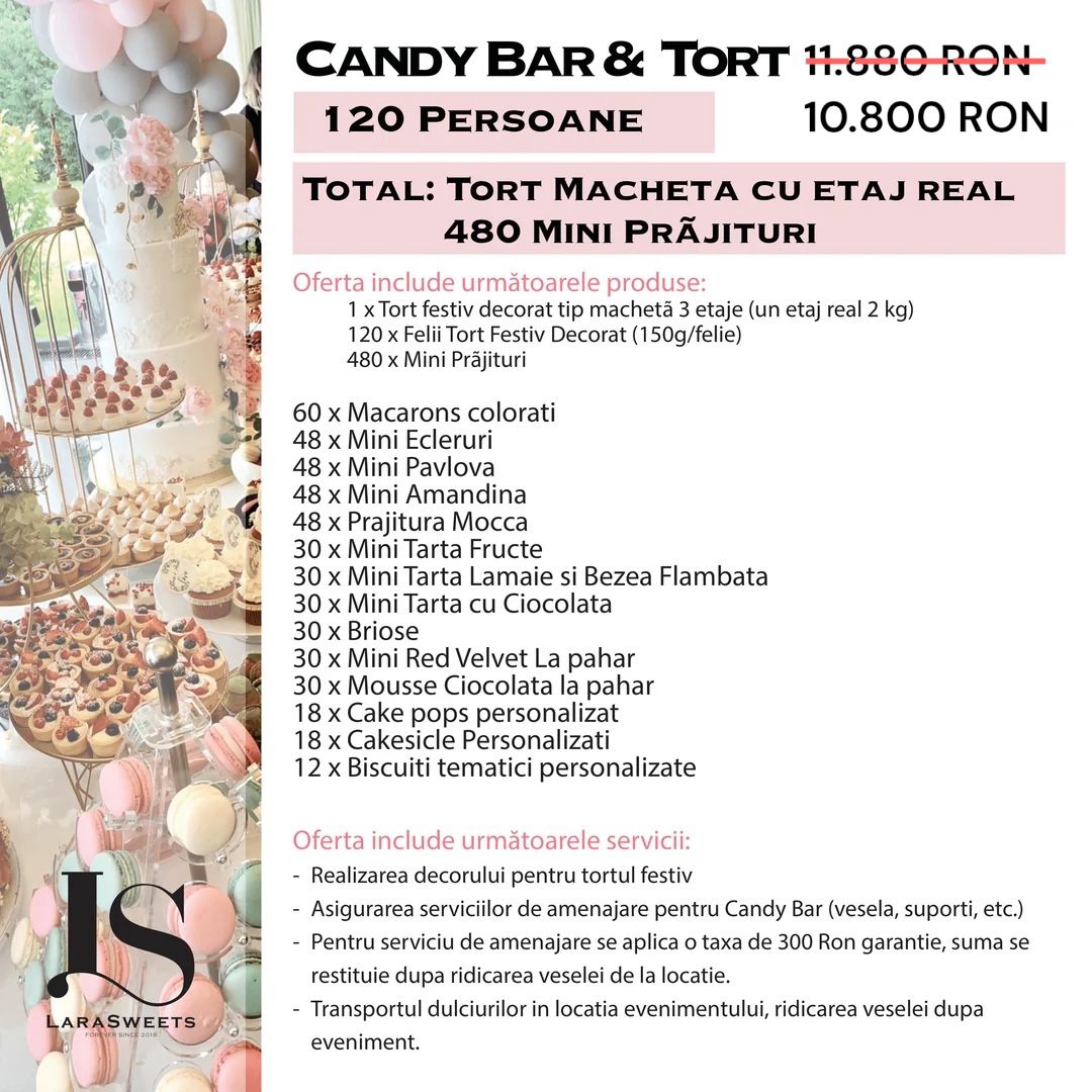 Candy Bar & Tort 120 persoane