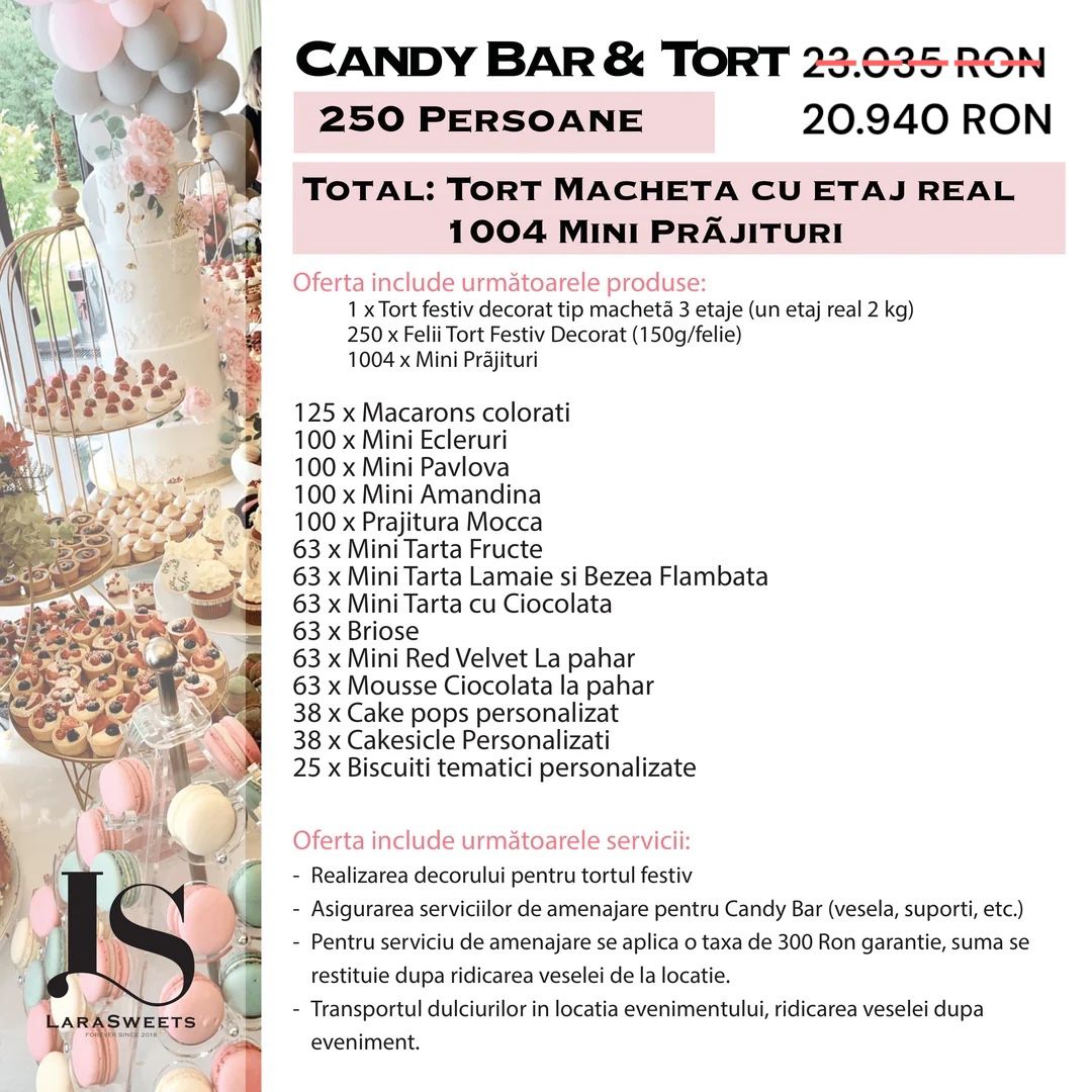 Candy Bar & Tort 250 persoane