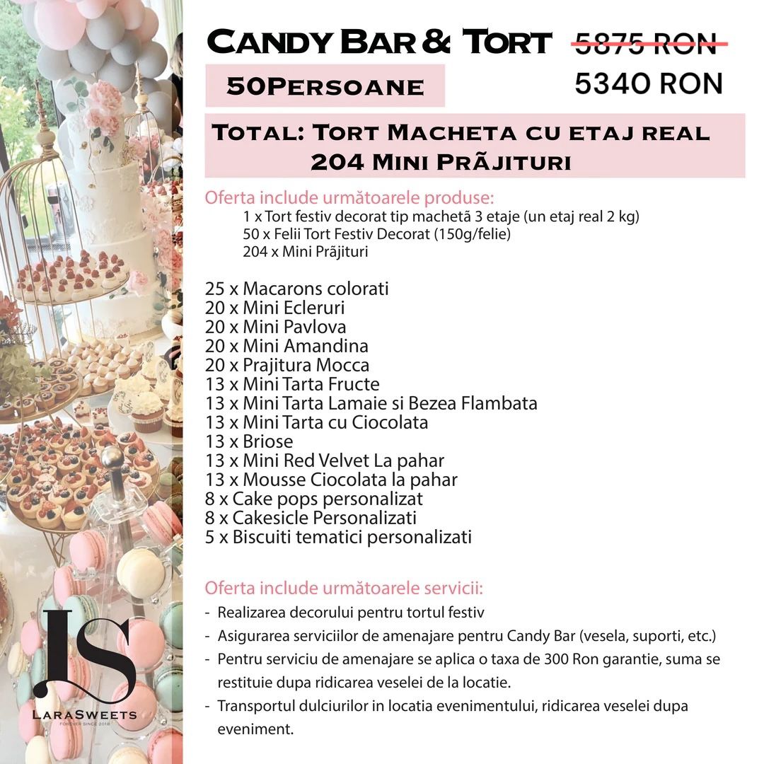 Candy Bar & Tort 50 persoane